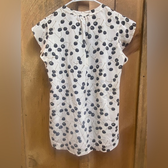 J.Crew 100% Silk Black Cherry Print Ruffle Sleeve Blouse Top Size Small - Picture 3 of 10